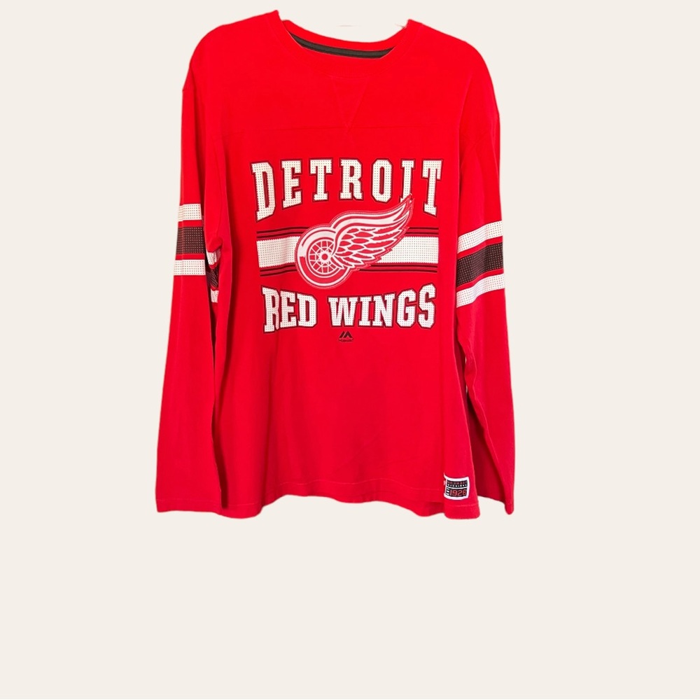 Detroit Red Wings Men’s NHL Applique Winged Wheel Long Sleeve XL Shirt